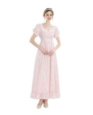Women Regency Dress Victorian Dresses Vintage Ball Gown Lace-up Medium Pink