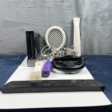Nintendo Wii RVL-001 USA Console Bundle 2 Remotes / Wheel / Racquet TESTED