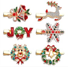 6PCS Christmas Hair Clips for Women Xmas Snowflake Wreath Reindeer Bell Hairp...