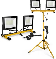 New 21000LM LED Work Light with Stand – Dual Head Tripod, Waterproof 6500K