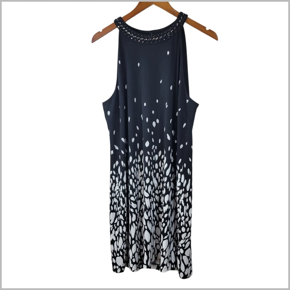 Vestido Pequeño Casa Blanca Mercado Negro Talla XL WHBM Elástico Slinky Tirantes Espalda Foto 2 de 4