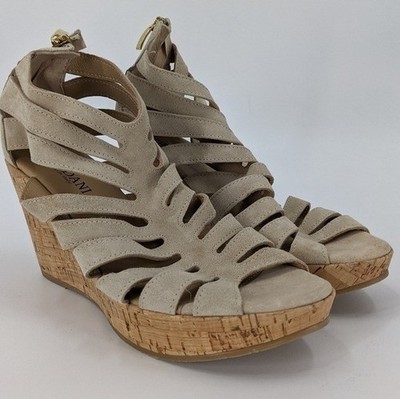 NWT CORDANI Sandals Womens 41 Tan Suede Platform Wedge Shoes