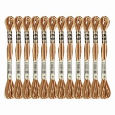 12 Skeins Embroidery Floss, Polyester Embroidery Threads Brown