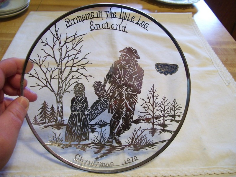 Vintage Silver City Glass Co Sterling Silver on Crystal Christmas Plate