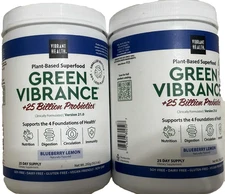 FOR 2 Vibrant Health Green Vibrance Blueberry Lemon 292g (10.30 oz) Powder 2026+