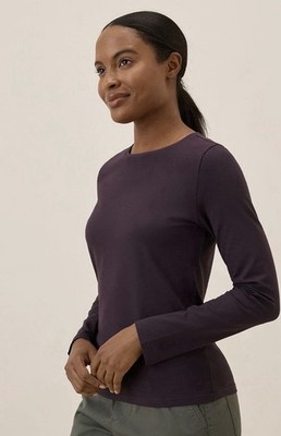 Pact Women's Luxe Stretch Jersey Slim Long Sleeve Tee Small Plum Organic Cotton
