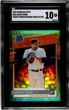 2020 Panini Donruss Optic #50 Logan Webb RC SGC 10 Choice Green Dragon Prizm /84