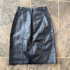 Women's Vintage 90's G-III Leather Fashions Black Pencil Midi Retro Skirt Sz S