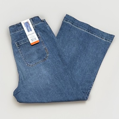 NWT Scotch & Soda Women s Wide-Leg Stretch Denim Jeans Blue Pockets Sz 16 #0067