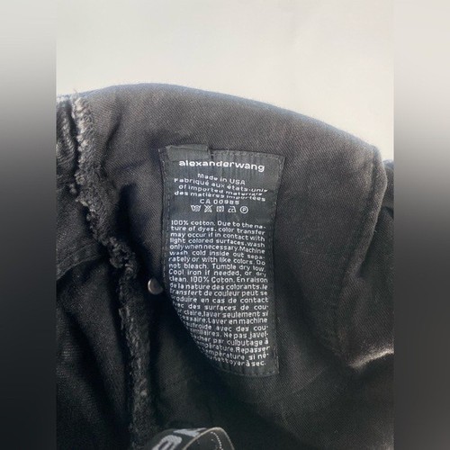 Alexander Wang Bite Foldover Frayed Denim Shorts Faded Black Grey Aged Size 24 - Picture 13 of 14