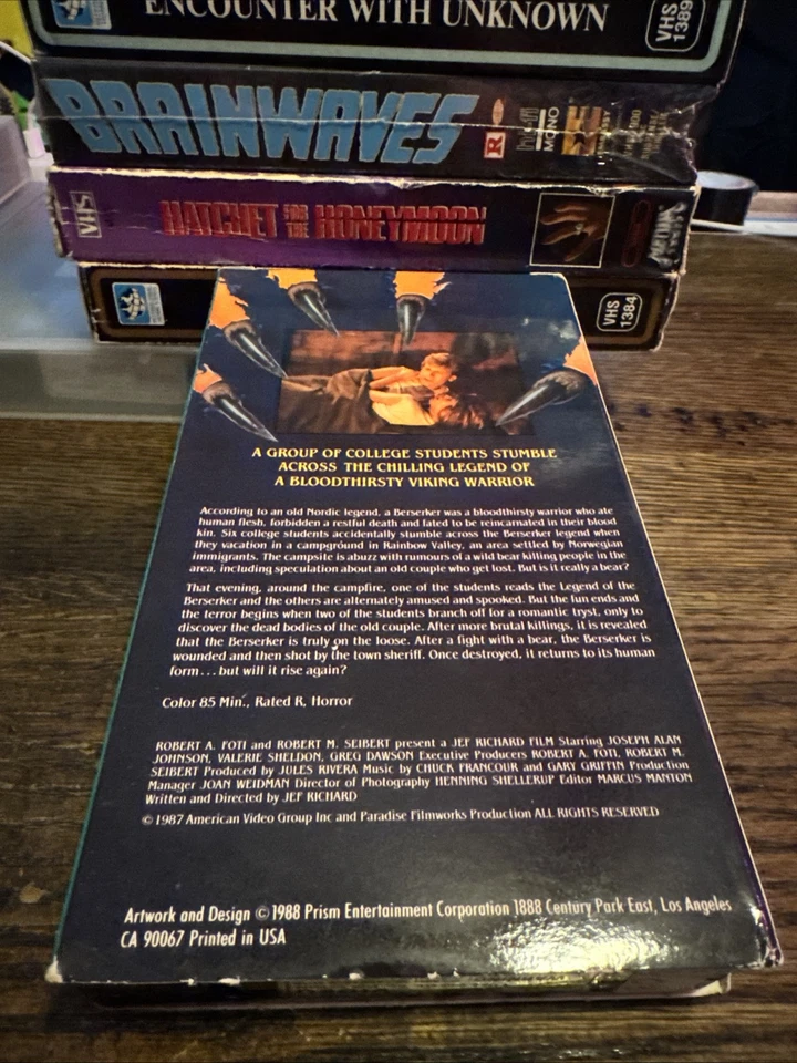 Berserker (VHS Tape 1987) Rare & OOP Prism Entertainment Release Slasher Horror - Image 4 of 4