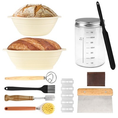 Set Regalo Cestino Per Lievitazione Pane In Rattan Naturale 22,9 Cm – Kit Pasta Madre Con Lievito E Istruzioni – Banneton Per Panettieri - 3