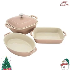 Staub Stoneware 4-pc, Mixed Baking Dish Set, Light pink