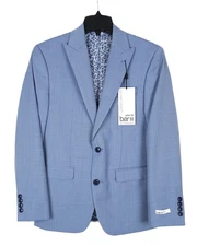 Bar III Men's Slim-Fit Power Stretch Wool Suit Jacket Blue Sharkskin 36S NWT