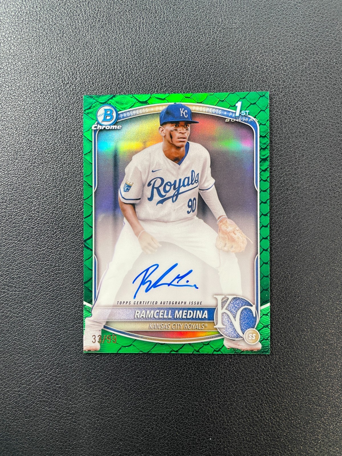 2025 Bowman Chrome #CPA-RA Ramcell Medina 1st Green Reptilian Auto 33/99 BJST