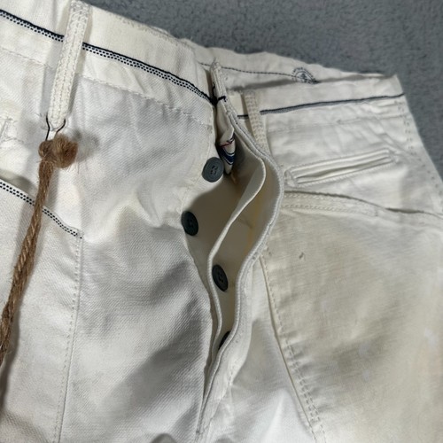 Vintage Polo Ralph Lauren Herrenhose 36 x 30 weiß Matrose Patch Schnalle hinten Marine LESEN - Bild 9 von 14