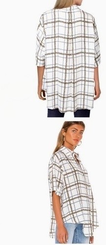 Blusa Camisa 7 PARA TODA LA HUMANIDAD Estado Eslabón Cadena Cuadros Corbata Frontal XS se ajusta XS S M - Imagen 2 de 8