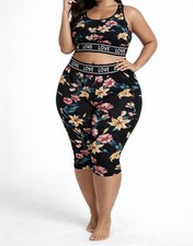 Women  s Floral Activewear Two-Piece Set with Side Pockets Elastic Waist