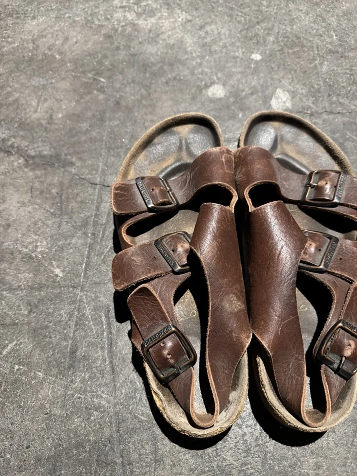 Sandalias Birkenstock Milano Marrón Habana Cuero Correas Talla 40 Foto 2 de 4