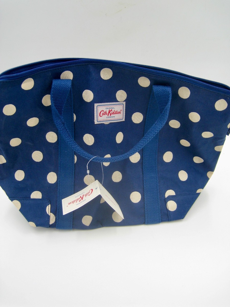 新品Cath Kidston フォーウィール キャビンバッグ　ドット柄　ネイビー Cath Kidston London Navy blue and white polka dot Handle Bag | eBay