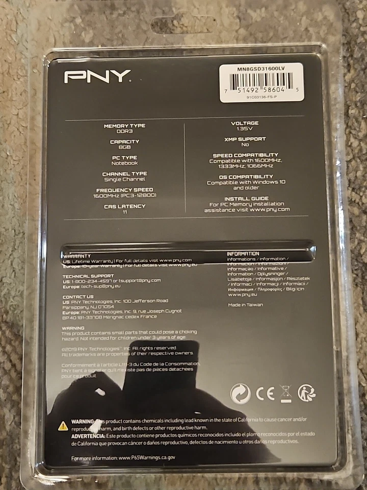 PNY Performance 8GB DDR3 1600MHz (PC3-12800) CL11 1.35V Notebook/Laptop - Image 2 of 2