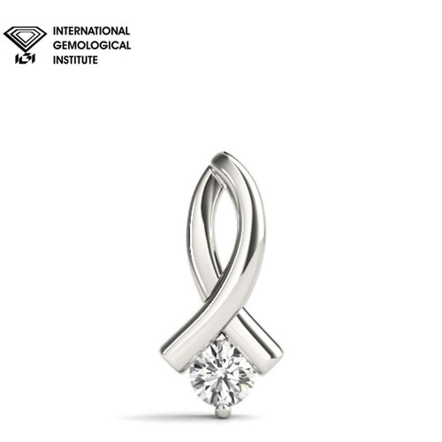 IGI Certified D/VS Lab-Created Round Diamond Cross-Over Prong Solitaries Pendant - Picture 4 of 41