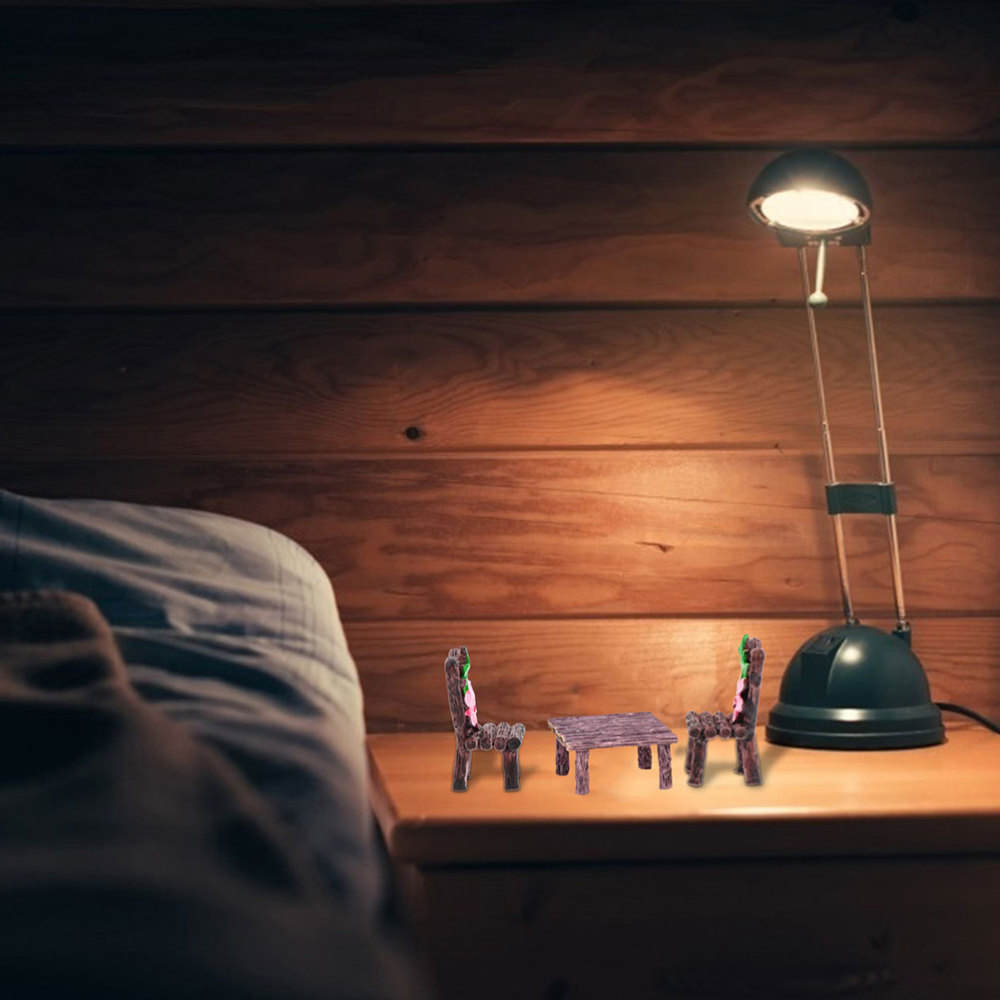 2 PCS Imitation Wood Table and Chairs Outdoor Furniture Mini Outdoors