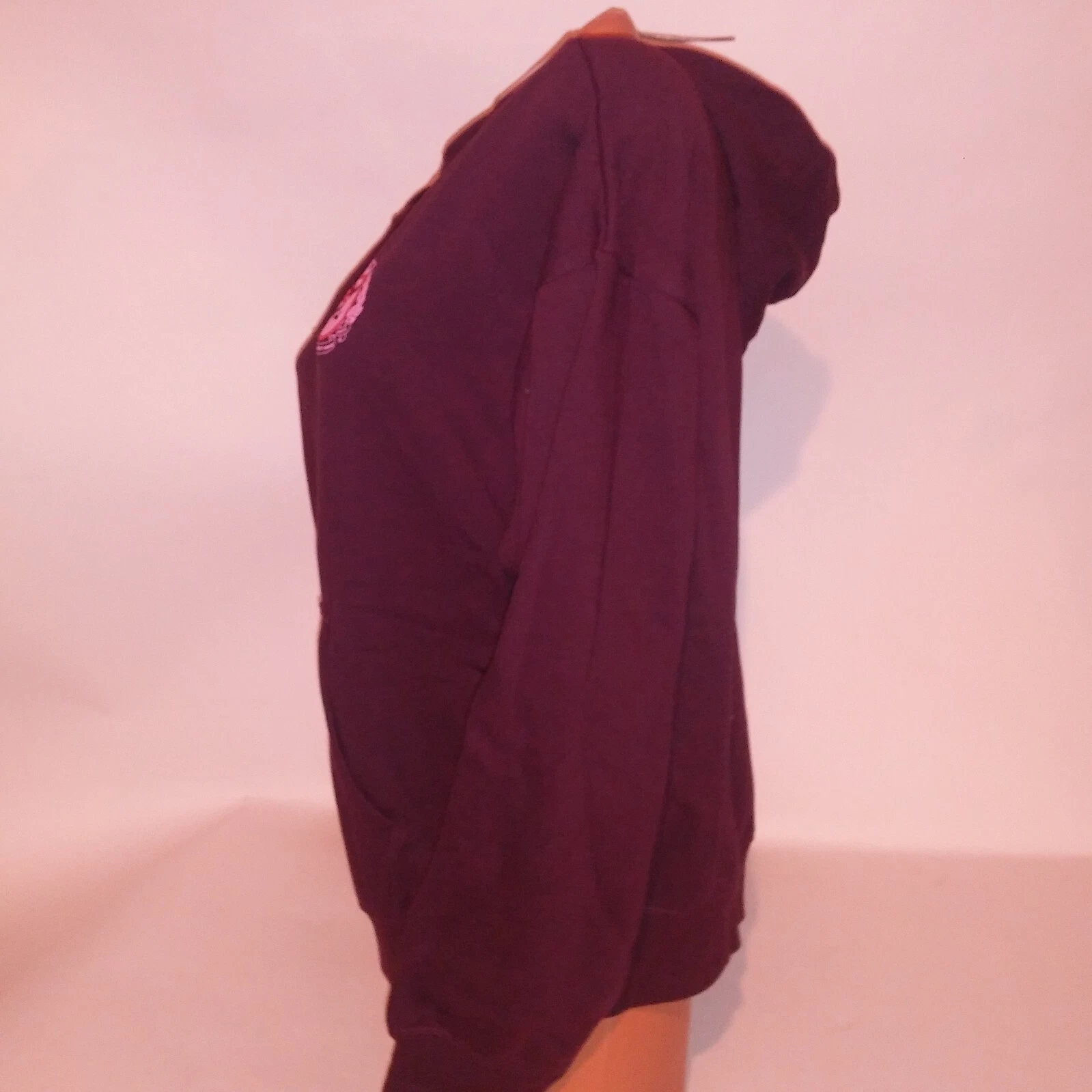 UNDERCOVER Felpa con cappuccio Victoria Secret ROSA media bordeaux full zip logo tinta unita manica lunga