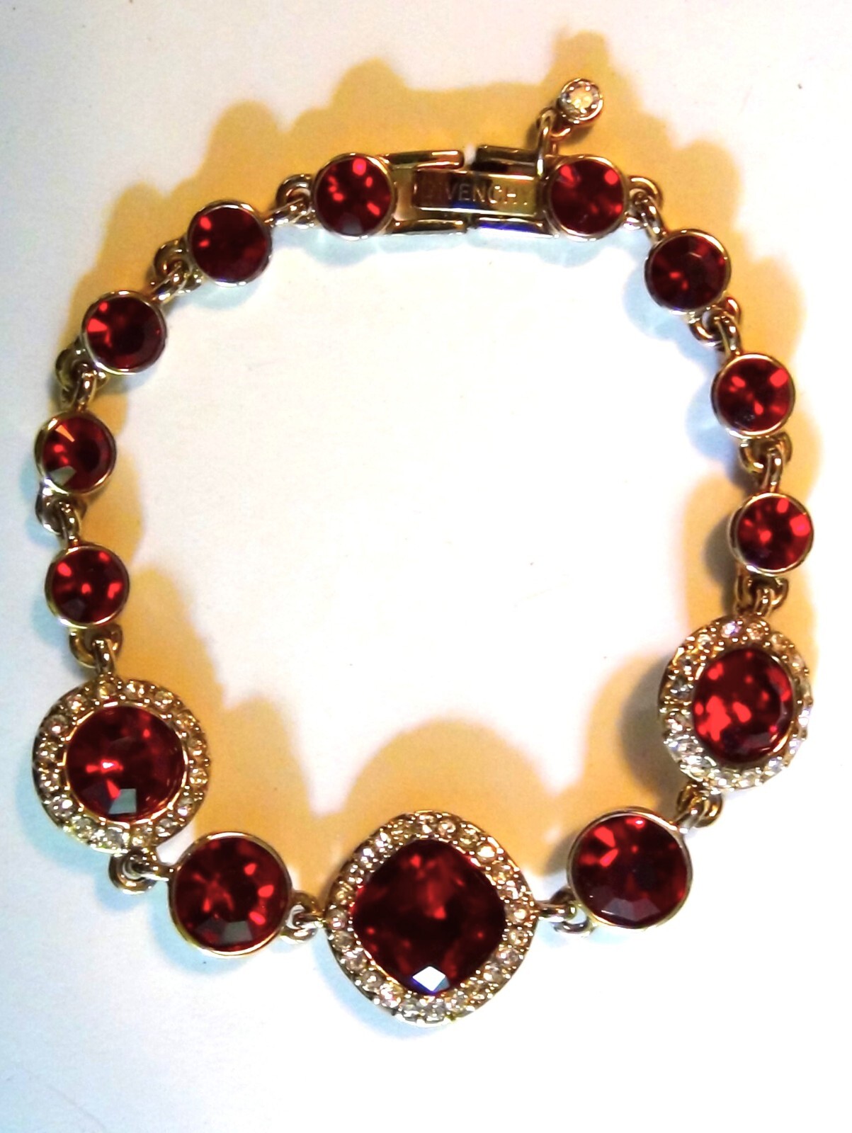 Givenchy Bracelet Ruby Red And Clear Crystals Pav… - image 4