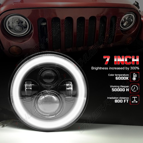 For Chevrolet Chevy II 1962-1967 Pair 7" Round LED Headlights Hi/Lo Beam DRL - Foto 9 di 12
