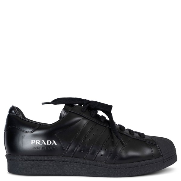 71015 Auth PRADA x Adidas Core Black Leather 2020 SUPERSTAR Sneaker Schuhe 38,5