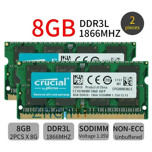 Crucial 32GB 16GB 8GB 4G PC3L DDR3L 1866MHz 1600MHz SODIMM Laptop Memoria LOT SP - Imagen 5 de 13