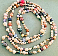 Multi Color Freshwater Pearls bead necklace 46  Long , NWOT , gift very long 