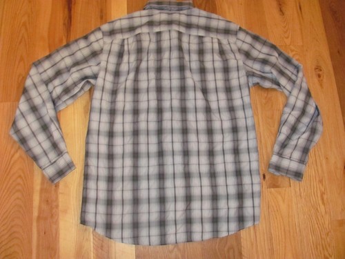 Eddie Bauer Black Gray Plaids Travel Long Sleeve Button Front Men's TL EA55-b - Picture 2 of 7