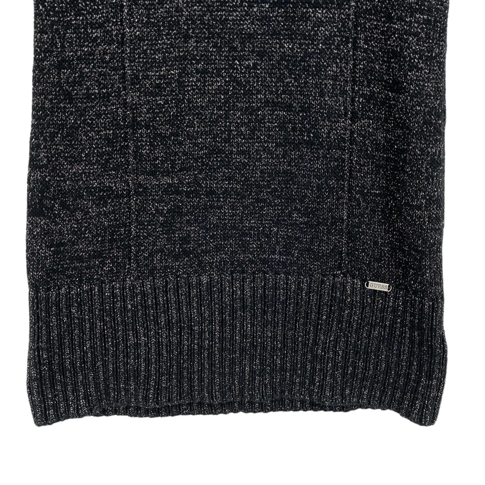 GUESS Long Sweater Womens Small Black Knit Metallic Threads Long Sleeve V Neck - Image 4 of 4