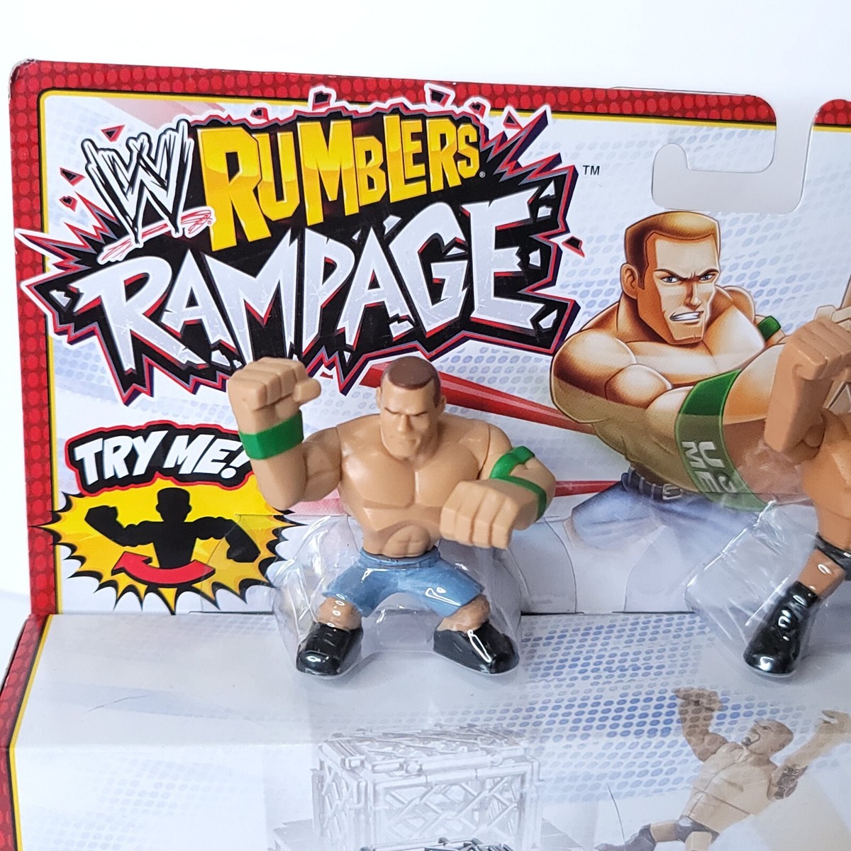 WWE Rumblers Rampage Crash Cage Table Super Jump The Rock VS John