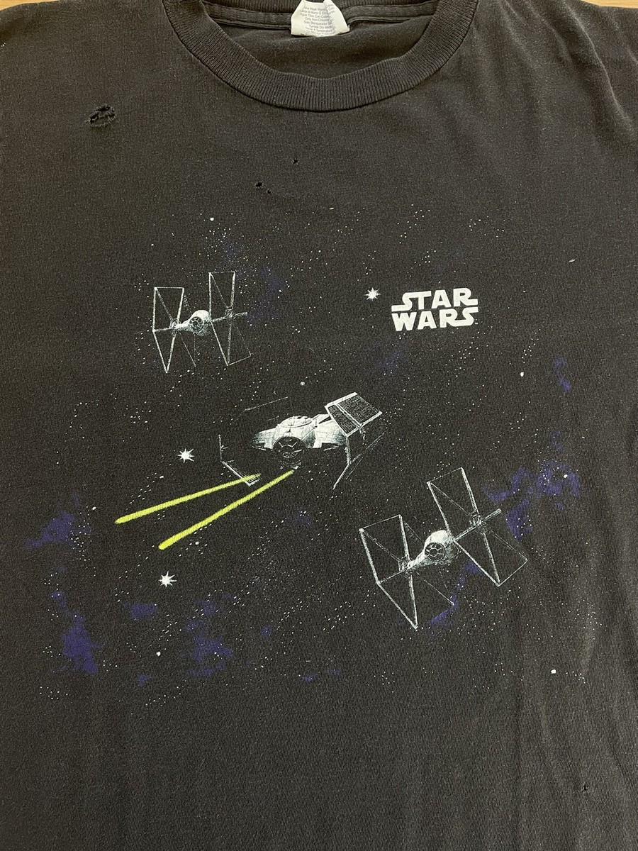 Vintage Star Wars T Shirt Death Star TIE Fighter Single Stitch