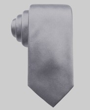 59 Ryan Seacrest Distinction Mens Solid Gray Silk Neck Tie 61x3