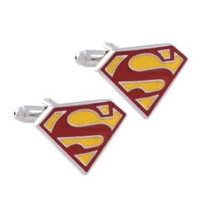 SUPERMAN CUFFLINKS Super Hero Color NEW w GIFT BAG Pair Men's Jewelry Comic Book