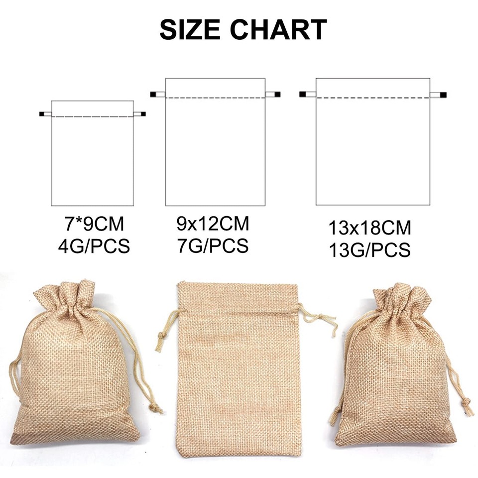 50PCS Burlap Gift Bags with DrawstringLinen Burlap Bags Candy Bags