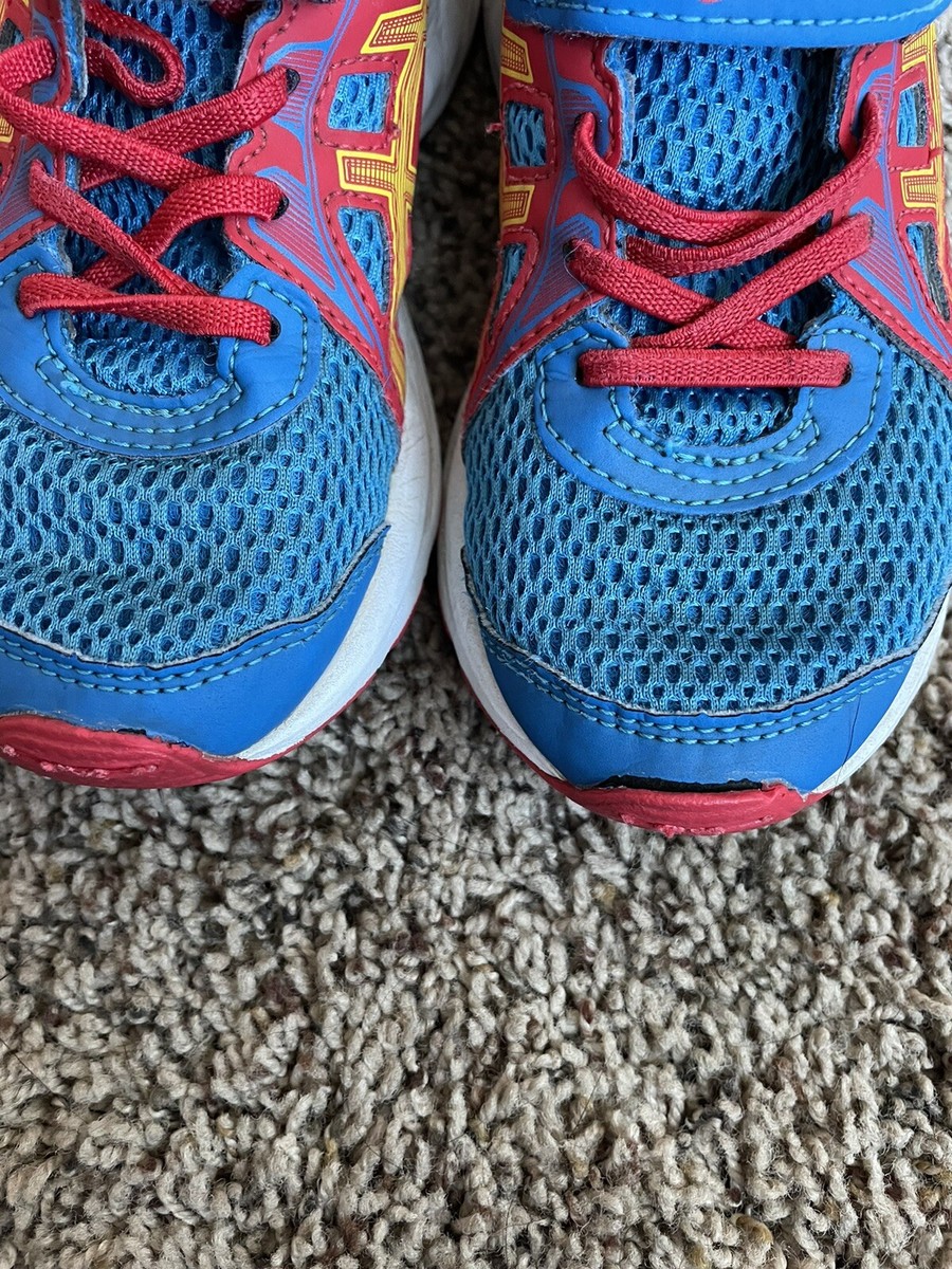 Asics little kid sz. 13 blue & red one strap sneaker. Cute