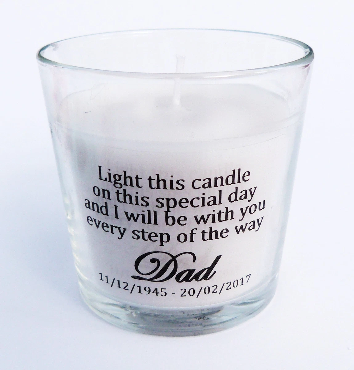 PERSONALISED WEDDING DAY MEMORY CANDLE MEMORIAL LOVED ONE IN