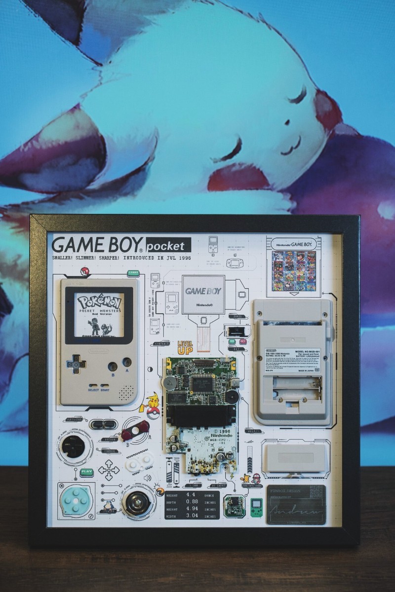 Gameboy Pocket Teardown Art Framed Disassembled Console Wall Decor