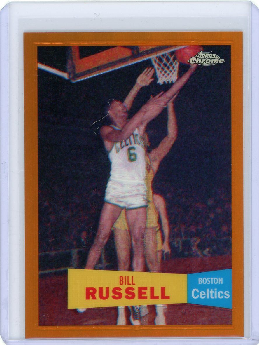 2007-08 Topps Chrome Basketball 1957-58 Orange Refractor #6 Bill Russell 130/199
