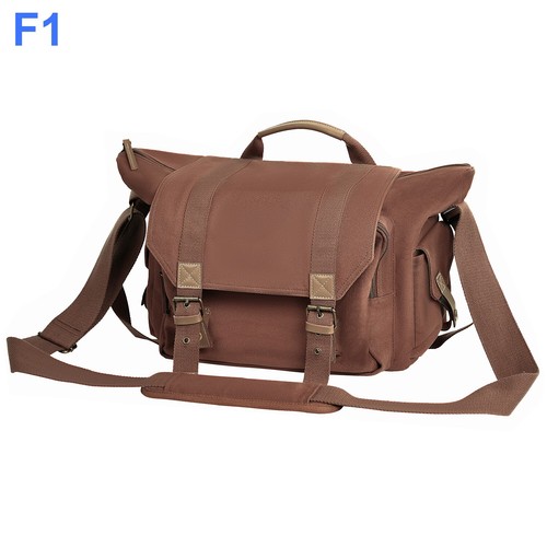 Women Men DSLR Digital Camera Bag 14 Inch Laptop Canvas Shoulder Sling Messenger - Picture 6 of 16