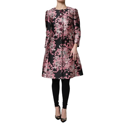 DOLCE &GABBANA レイヤードロンT archive DOLCE & GABBANA Jacket Pink Black Floral Brocade Trenchcoat