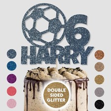 Personalised Football Cake Topper Happy Birthday Any Age Name Cake Decoration