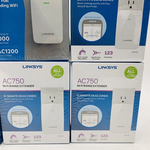 Linksys WiFi Dual Band Range Extender 5*RE6350 AC1200 3*RE6250 AC750 Lot 8 New - 第 2/8 張圖片