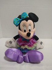 Disney Parks Authentic Original Minnie Mouse 12" Plush Rainbow Ruffled Dress