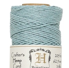 Cord, Hemp, 205 Foot Spool Light Blue Polished 1mm Diameter 3 Ply with 20lb